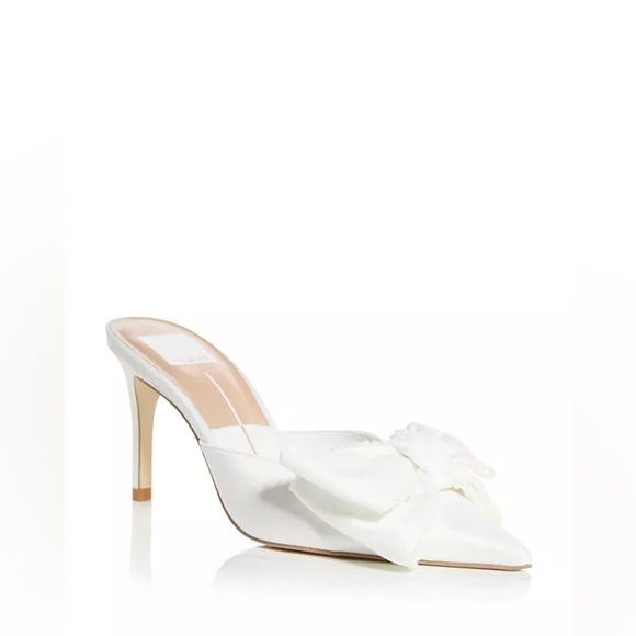 Dolce Vita Kayli Pearl Bow Mules – White Satin, Size 6.5, NWT (Box Included) - Picture 1 of 10